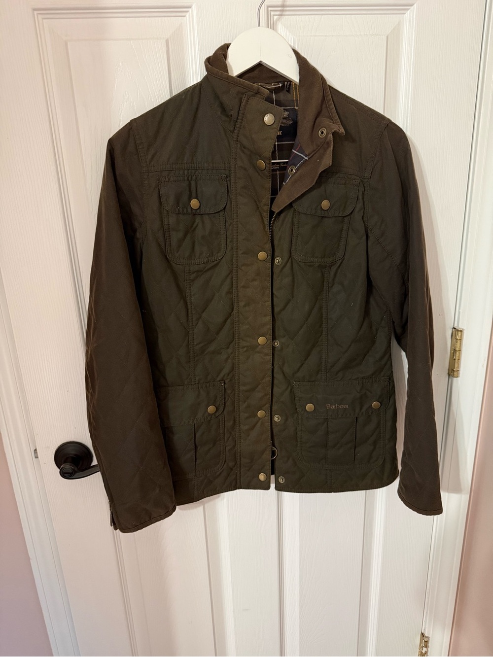 Barbour Olive Green Quilted Utility Jacket